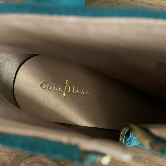 Like-New Cole Haan Suede Heeled Boots, Nike Air, Dark Teal (W 11) - Picture 10 of 11